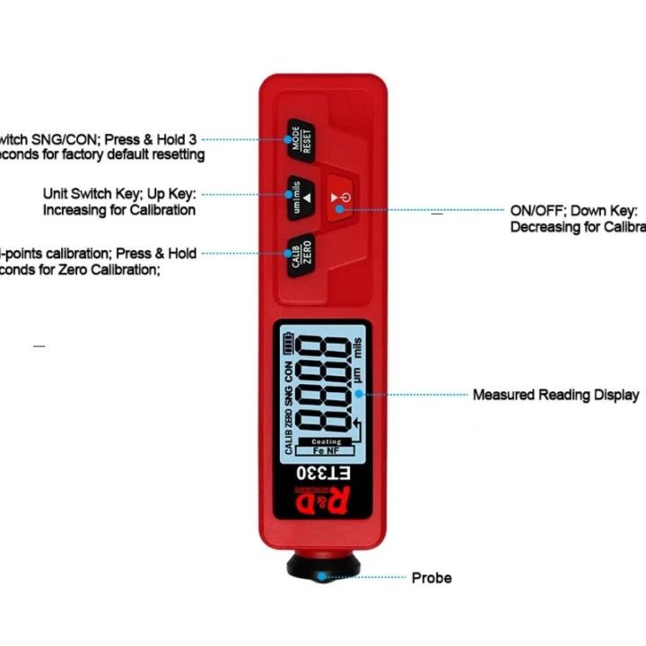Толщиномер тестер покраски R&D ET330 Fe/NFe/Fe+Zn