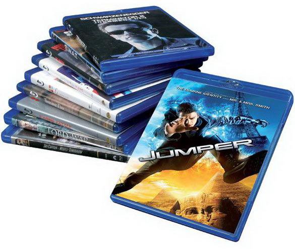 стопка дисков blu-ray с фильмами