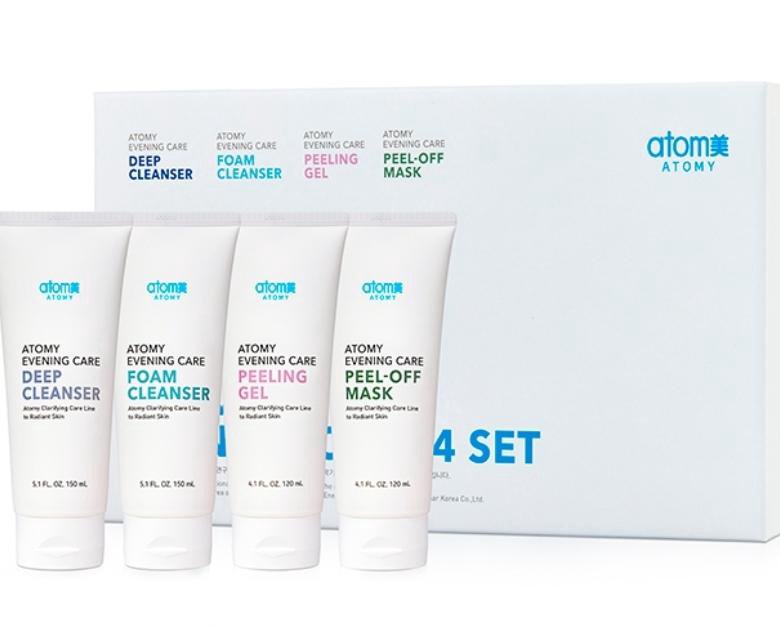 Evening care 4 set. Атоми Ивнинг Кеар набор. Атоми Ивининг Кеар очищение. Атоми очищающий набор. Дорожный набор Атоми.