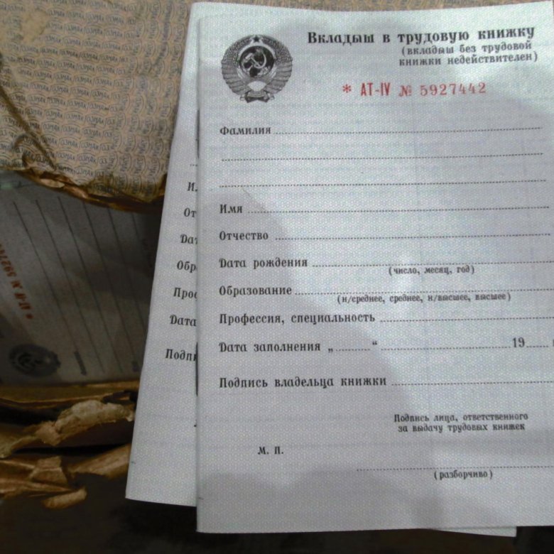 Вкладыш в трудовую книжку АТ-IV (AT-4), Гознак – купить в Перми, цена ...