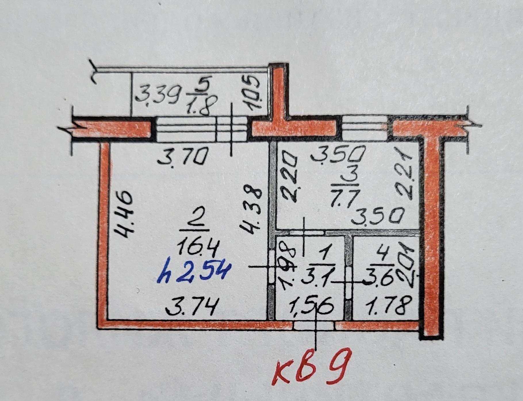 Квартира, 1 комната, 30.8 м²
